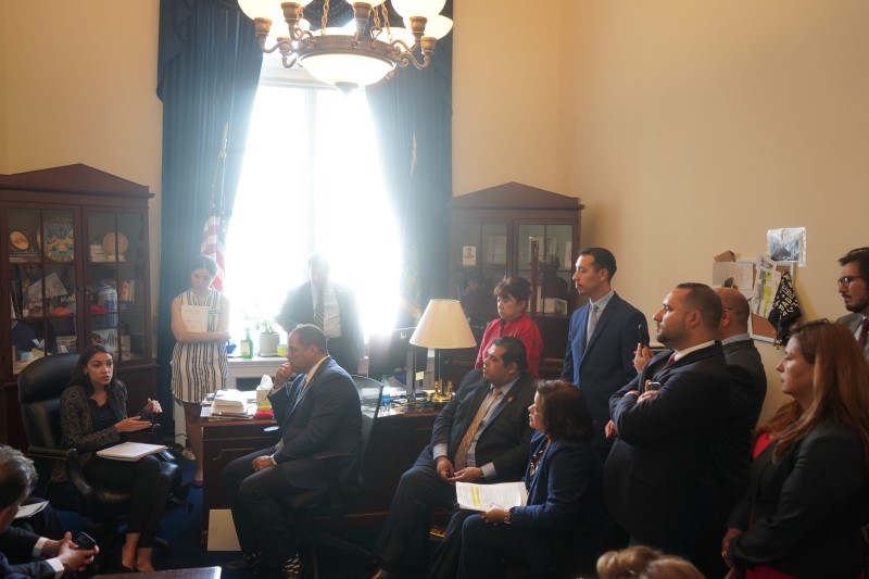 NHCSL leadership meets with Congresswoman Alexandria Ocasio Cortez at her Capitol Hill office.